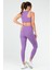 Mor Slim Fit Düz O Yaka Yüksek Bel Askı Detaylı Toparlayıcı Kadın Tayt Takım - SB0849 4