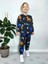 Çocuk Dinozor Baskılı Pamuklu Sweatshirt Eşofman Alt-Üst Takım 1