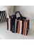 Lacivert Tarzı Moda Çizgili Kadın Omuz Çantası Kore Tarzı Kanvas Sling Çanta Küçük Kare Crossbody Çanta Anne Basit Seyahat Çantaları (Yurt Dışından) 5