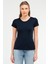 Lacivert Slim Fit Düz Modal O Yaka Kısa Kol Kadın Tişört - SF0601 1