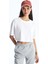 Kadın Beyaz Bisiklet Yaka Oversize Süprem Basic Crop Tişört 2