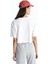 Kadın Beyaz Bisiklet Yaka Oversize Süprem Basic Crop Tişört 4