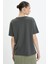 Kadın Füme Bisiklet Yaka Oversize Basic Süprem Tişört 4