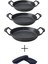 Siyah Granit Döküm Kaplama Alüminyum Döküm Sahan Set 3'lü(18-20-22 Cm) + 1 Çift Tava Kulp Tutacak 1