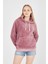 Grody.tunisex Kapüşonlu Peluş Sweatshirt Hoody Gül Kurusu 4