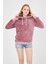 Grody.tunisex Kapüşonlu Peluş Sweatshirt Hoody Gül Kurusu 3