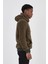 Kapüşonlu Peluş Sweatshirt Hoody Haki 3