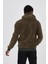 Kapüşonlu Peluş Sweatshirt Hoody Haki 5