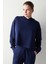 Lacivert Kapüşonlu Silky Feel Sweatshirt 1