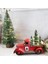 Noel Kırmızı Kamyon Dekoru, Çiftlik Evi Reçine Kamyon Ekici Mini Noel Ağacı ile Işıklı Kırmızı Kamyon (Yurt Dışından) 2
