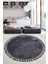 Relax Antrasit Yuvarlak 100X100 cm Ponpon Saçaklı Kaymaz Tabanlı Makinede Yıkanabilir Banyo Paspası 1