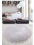 Relax Gri Yuvarlak 150X150 cm Ponpon Saçaklı Kaymaz Tabanlı Makinede Yıkanabilir Banyo Paspası 1