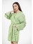 Tokyo Açık Yeşil Comfy Crisscross Kapşonlu Bambu Peştamal Kadın Bornoz/Sabahlık L - XL 1