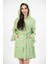 Tokyo Açık Yeşil Comfy Crisscross Kapşonlu Bambu Peştamal Kadın Bornoz/Sabahlık L - XL 3
