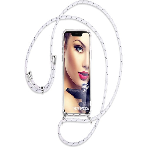 Teknomoda Apple Iphone 15 Pro Max Kılıf Boyun Askılı Ipli Şeffaf Silikon ile uyumlu