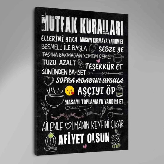 Mutfak Kuralları Kanvas Tablo