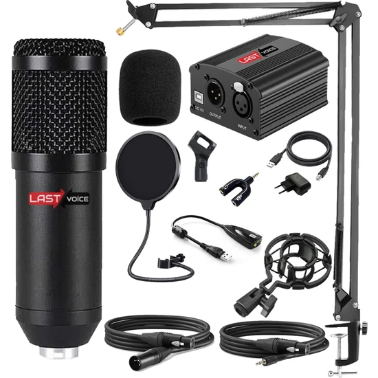 Lastvoice BM800 Youtuber Mikrofon Phantom + Stand + Filtre + 7.1 Set