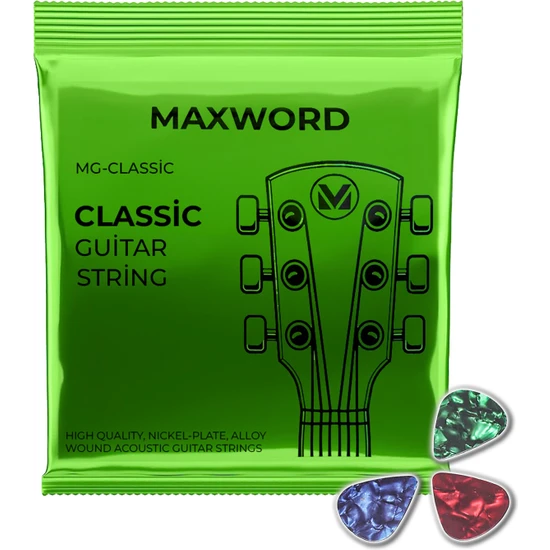 Maxword Gt-Classic Kaliteli Klasik Gitar Teli 1 Takım Set + Pena