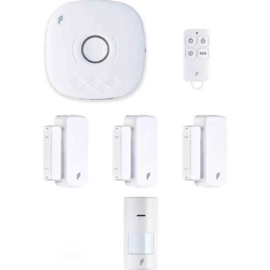 Fonri Akıllı Pratik Alarm Seti; Akıllı Alarm, 3x Akıllı Kapı Pencere ve 1x Akıllı Hareket Sensörü, Kumanda