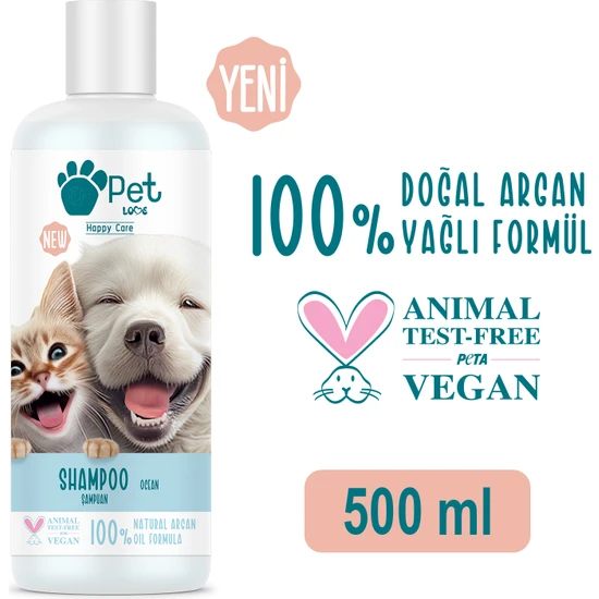 Pet Love Şampuan Okyanus 500 ml 100% Doğal Argan Yağlı