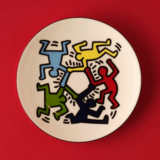 Keith Haring Colored Porselen Pasta Tabağı (19 Cm)