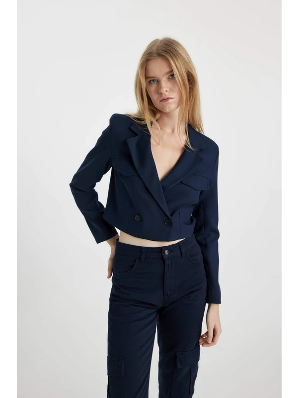 DeFacto Coool Crop Gabardin Blazer B1498AX23AU