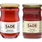 Sade Organik Domates Salçası ve Biber Salçası 650 gr + 650 gr Türkiye Menşeli İkili Konsantre