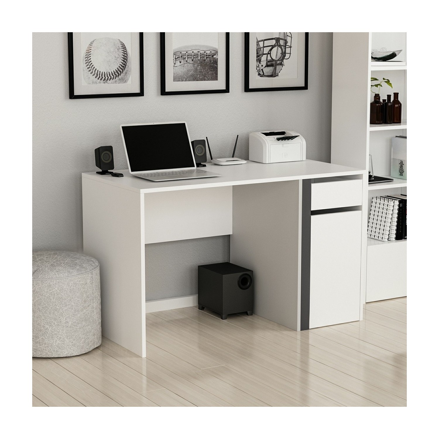 Minar Shae Modern Çalışma Masası Beyaz/antrasit Fiyatı