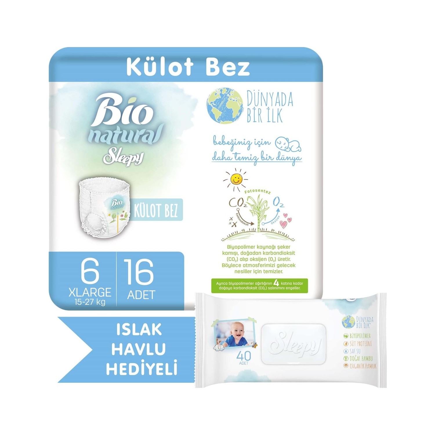 Sleepy Bio Natural Külot Bez 6 Numara Xlarge 16 Adet + Bio