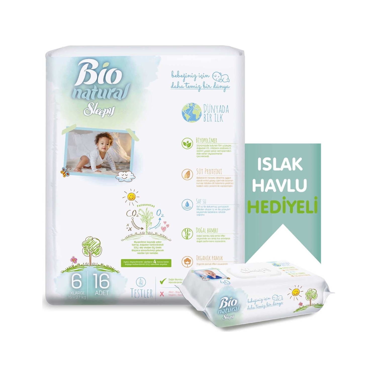 Sleepy Bio Natural Bebek Bezi 6 Numara Xlarge 16 Adet