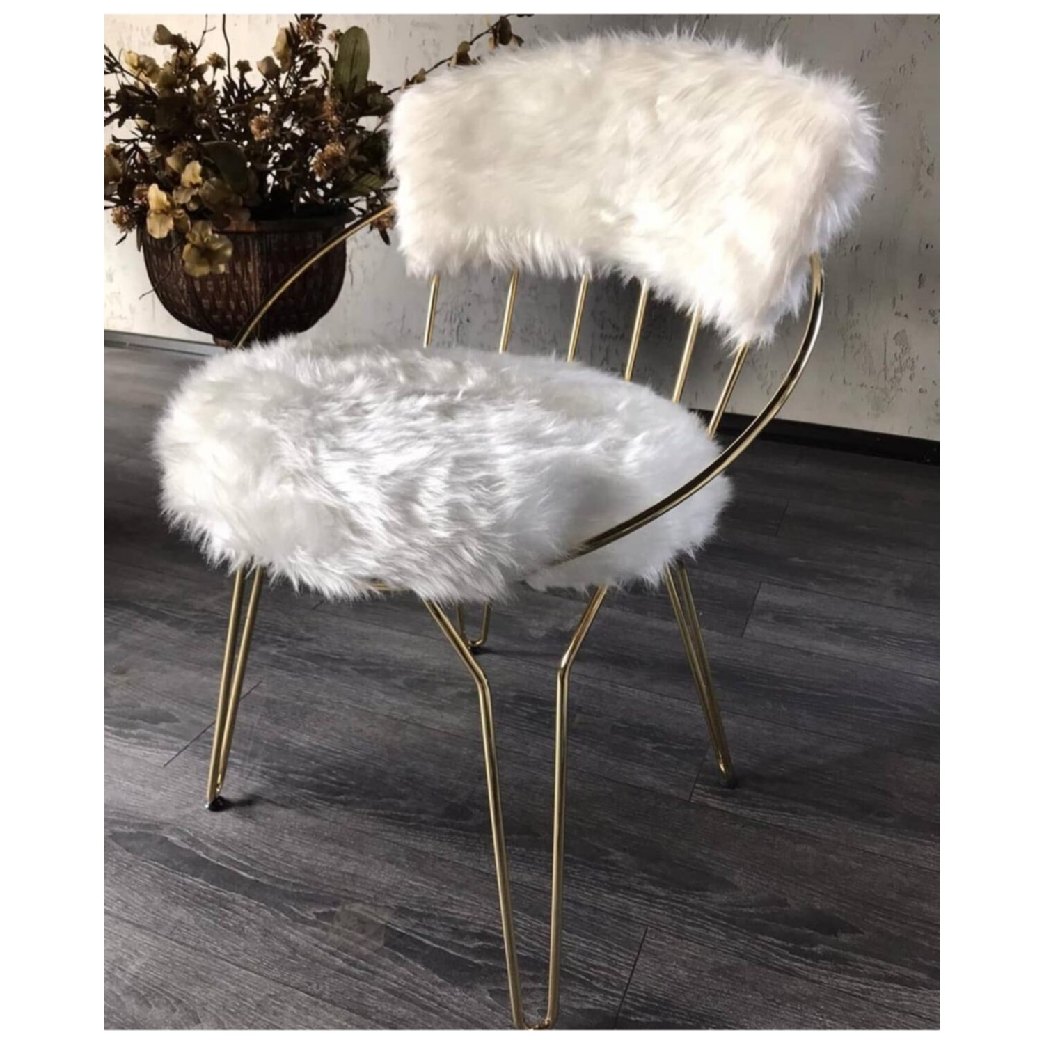 OkkoRed Leno Metal Gold Peluş Sandalye Fiyatı Taksit