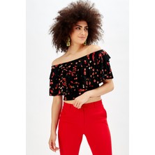 Sense Omuzları Çift Volanlı Bluz