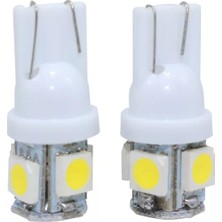 Gürler 5 Adet T10 LED 12V Beyaz Park LED Plaka LED Tavan LED Ampül 5 Ledli