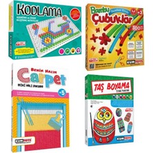 Kumtoys Kodlama + Bambu Çubukları + Halı Dokuma + Taş Boyama (4'lü Set)