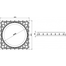 Luxwares Ø 400 mm Kare El Tutamaklı Plastik Rögar Menhol Kapak ve Çerçeve