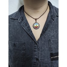Tomars Peace ( Barış ) Işlemeli Kanaviçe Kolye - Anahtarlık