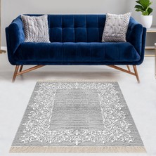 Bona Fortuna Motif Çerçeve Desenli Dijital Baskı Yıkanabilir Kaymaz Taban Klasik Düz Salon Halı ve Yolluk