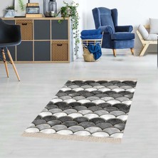 Bona Fortuna Geometrik Desenli Dijital Baskı Yıkanabilir Kaymaz Taban Etnik Kilim Desen Salon Halı