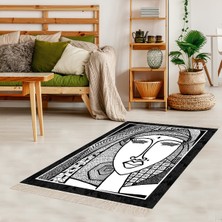 Bona Fortuna Kubik Portre Desenli Renk Geçişli Dijital Baskı Yıkanabilir Kaymaz Taban Modern Salon Halı