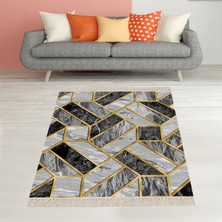 Bona Fortuna Geometrik Desenli Dijital Baskı Yıkanabilir Kaymaz Taban Leke Tutmaz Modern Salon Halısı