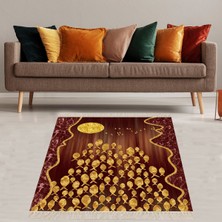 Bona Fortuna Balıklar Ay Kuş Temalı Dijital Baskı Yıkanabilir Kaymaz Taban Modern Salon Halı ve Yolluk
