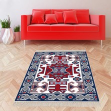 Bona Fortuna Kilim Desenli Etnik Dijital Baskı Yıkanabilir Kaymaz Taban Modern Salon Halısı ve Yolluk