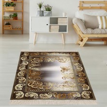 Bona Fortuna Şal Desenli Gold Dijital Baskı Yıkanabilir Kaymaz Taban Modern Salon Halısı ve Yolluk