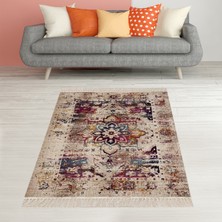 Bona Fortuna Batik Renk Geçişli Çiçek Desenli Dijital Baskı Yıkanabilir Kaymaz Taban Etnik Salon Halısı ve Yolluk