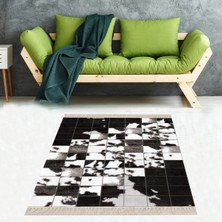 Bona Fortuna Dana Derisi Desenli Dijital Baskı Yıkanabilir Kaymaz Taban Modern Salon Halısı Antrasit