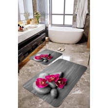 Mekta Home 3 Boyutlu Gri Taşlı 2'li Banyo Paspas Takımı  MKTPP-2035 60 x 100 cm 50 x 60 cm