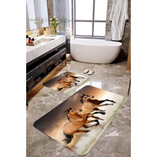 Mekta Home 3 Boyutlu At Desenli 2'li Banyo Paspas Takımı MKTPP-2029 60 x 100 cm 50 x 60 cm