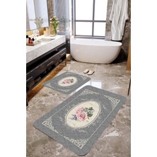 Mekta Home Gül Desenli 2'li Banyo Paspas Takımı MKTPP-2028 60 x 100 cm 50 x 60 cm