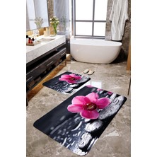 Mekta Home 3 Boyutlu Menekşe ve Taşlı 2'li Banyo Paspas Takımı MKTPP-2023 60 x 100 cm 50 x 60 cm