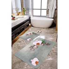 Mekta Home 3 Boyutlu Kiraz Çiçeği 2'li Banyo Paspas Takımı MKTPP-2026 60 x 100 cm 50 x 60 cm